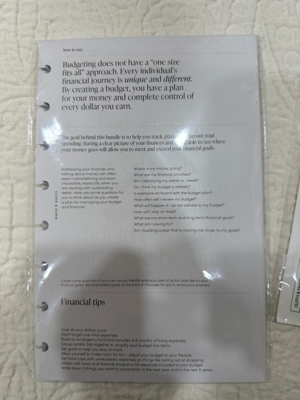 Cloth and Paper inserts - Picture 2 of 9